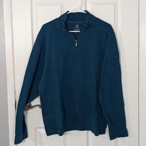 Covington Cozy Knit 1/4 Zip Ribbed Mock Neck Pullover 100% Cotton Sweater Size L